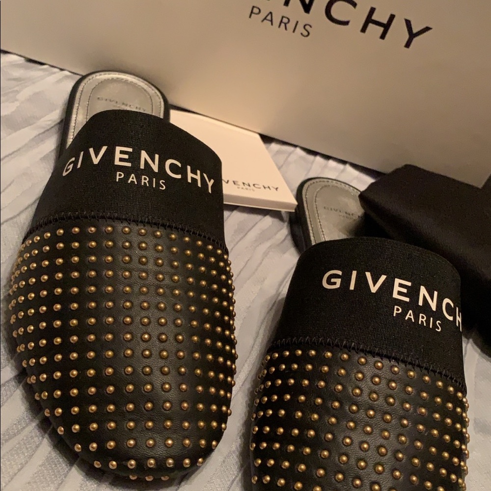 Givenchy leather stud mules slides 38.5